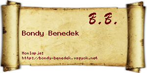 Bondy Benedek névjegykártya